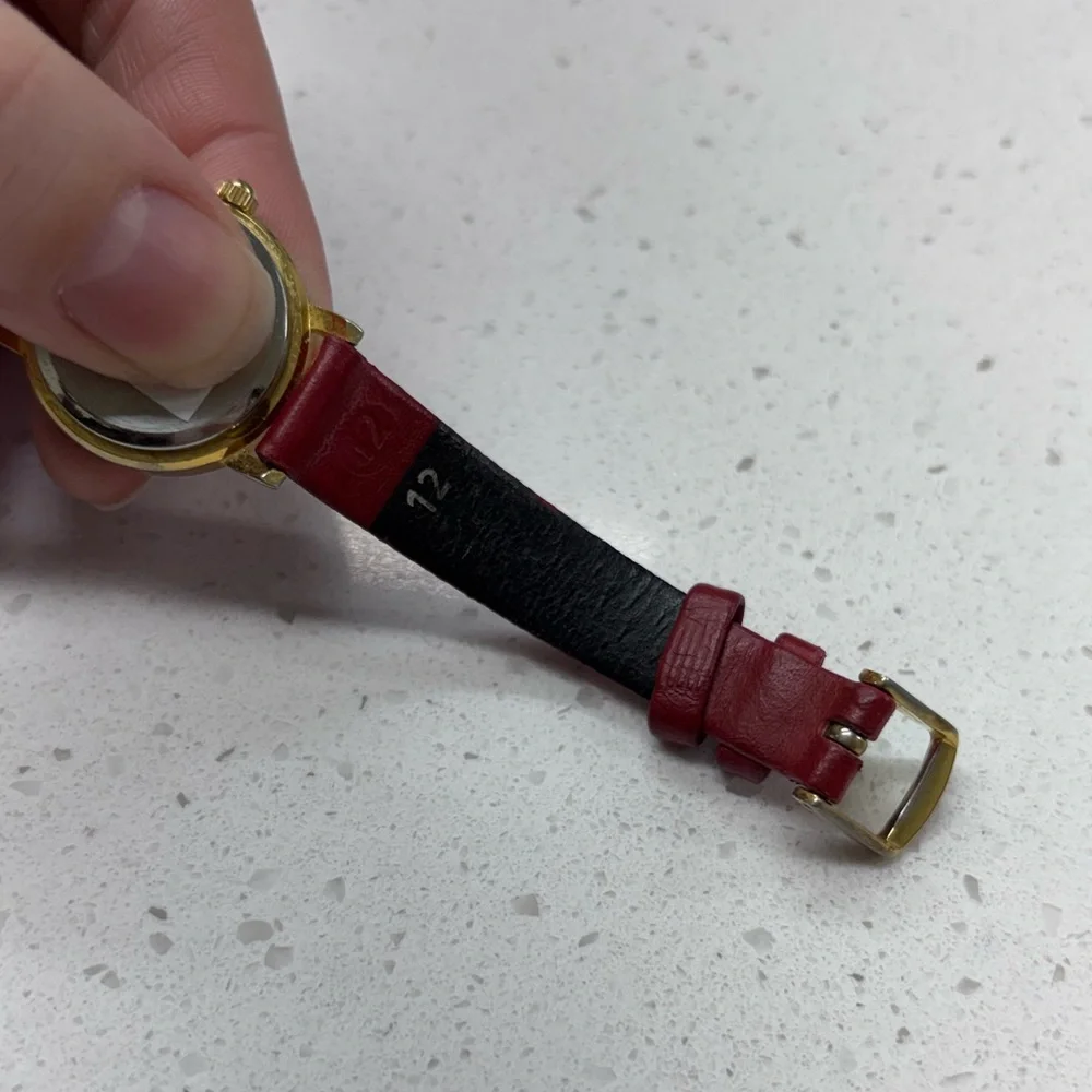 Vintage St. Marin Quartz Red Leather and Gold-Tone Women's Watch